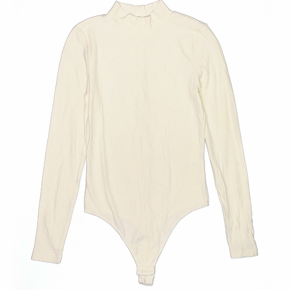 knix Cream Ribbed Turtleneck Bodysuit